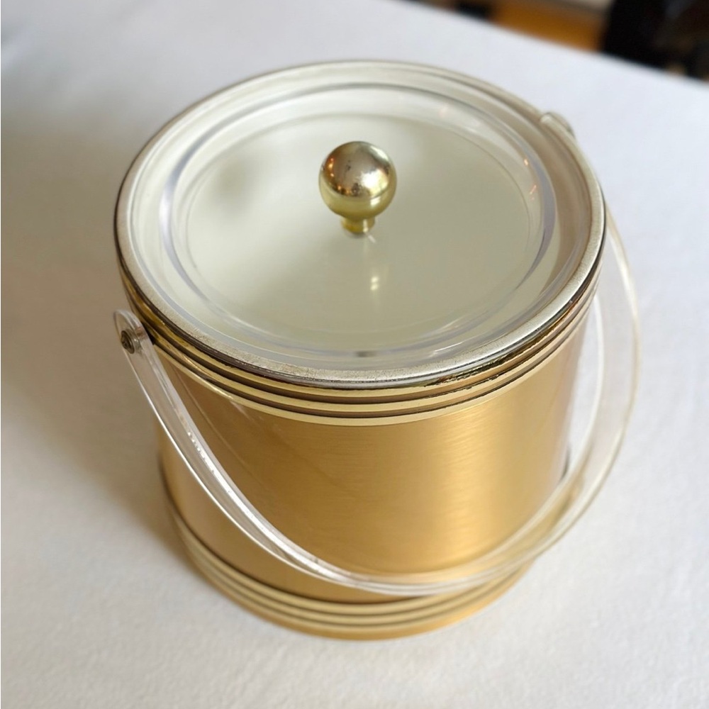 Vintage gold and lucite ice bucket